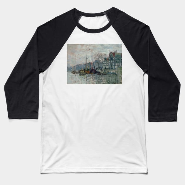 View of the Prins Hendrikkade and the Kromme Waal in Amsterdam by Claude Monet Baseball T-Shirt by Classic Art Stall